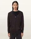 Allsaints Mens Espresso Brown Mode Zipped Merino-wool Hoody In Burgundy
