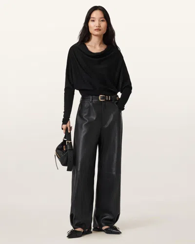 Allsaints Main: 100% Merino Wool Ridley Cropped Wool Jumper In Black