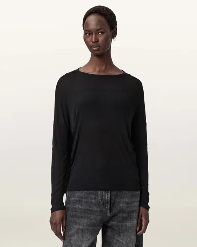 Allsaints Main: 100% Modal Rita Oversized Sheer T-shirt In Black