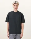 Allsaints Main: 100% Organic Cotton Xander Flocked Logo Oversized T-shirt In Gray