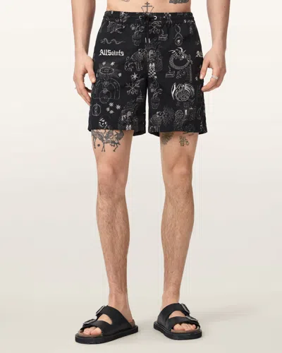 Allsaints Main: 100% Polyamide Terra Slim Fit Swim Shorts In Black