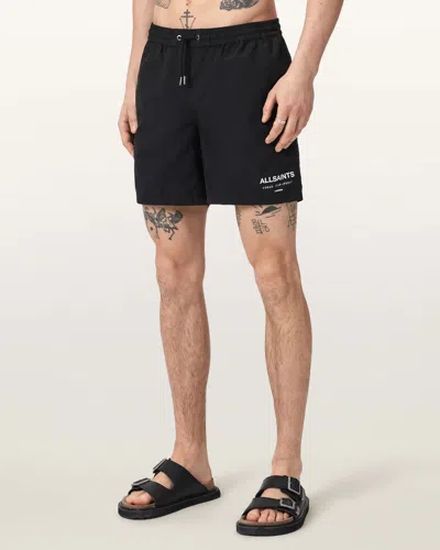 Allsaints Main: 100% Polyamide Underground Slim Fit Swim Shorts In Black