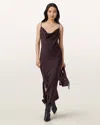 Allsaints Womens Oxblood Red Hadley Cowl-neck Stretch-woven Midi Dress In Brown