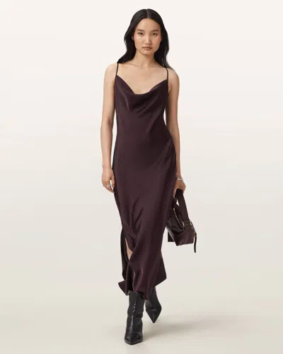 ALLSAINTS POLYESTER HADLEY SLIM FIT MIDI DRESS