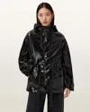 Allsaints Main: 100% Polyester Kelsie Shine Hooded Jacket In Black