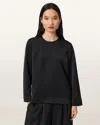 Allsaints Leanne Satin Relaxed Top In Blue
