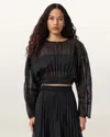 Allsaints Micaela Pleated Sheer Top In Black