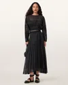 Allsaints Main: 100% Polyester Micaela Pleated Skirt In Black