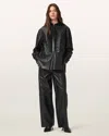 Allsaints Main: 100% Sheep Leather Ash Wide Leg Leather Trousers In Black