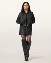 Allsaints Carly Leather Quilted Skirt In Black