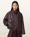Allsaints Clay Leather Jacket In Brown
