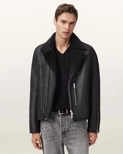 Allsaints Correz Shearling Biker Jacket In Black