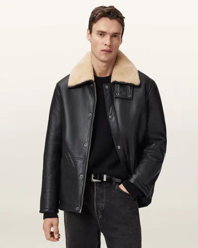 Allsaints Deunia Shearling Coat In Black