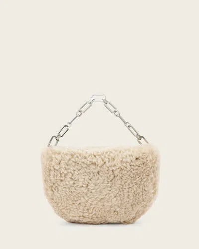 Allsaints Main: 100% Sheep Leather Luna Shearling Crossbody Bag In Brown