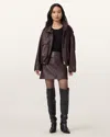 Allsaints Main: 100% Sheep Leather Renai Leather Mini Skirt In Brown