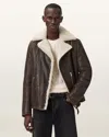 Allsaints Xylon Shearling Biker Jacket In Brown