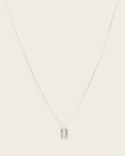 Allsaints Main: 100% Sterling Silver Leor Chain Tag Necklace In Metallic