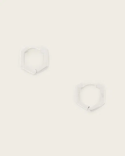 Allsaints Main: 100% Sterling Silver Otto Slim Hex Earrings