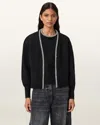 Allsaints Odell Embellished Wool Cardigan In Black