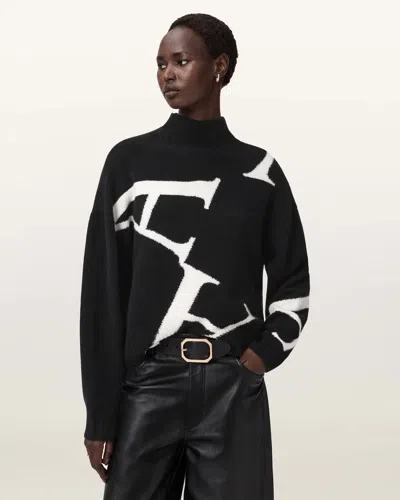 Allsaints A Star Turtleneck Sweater In Black