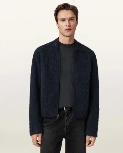 Allsaints Sonny Zip Up Cardigan In Blue