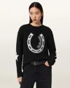 Allsaints Kismet Intarsia Knitted Sweater In Black