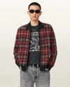 Allsaints Nettle Jacquard Plaid Cardigan In Red