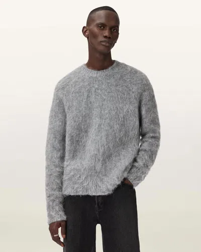 Allsaints Mens Coby Relaxed-fit Wool-blend Jumper Grey Marl In Gray