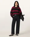 Allsaints Onyx Striped Relaxed Sweater In Burgundy