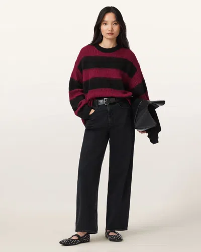 ALLSAINTS ACRYLIC/MOHAIR ONYX STRIPED RELAXED JUMPER