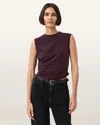 Allsaints West Sleeveless Tank Top In Burgundy