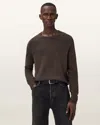 Allsaints Mens Mole Brown Statten Crew-neck Logo-embroidered Stretch-knit Jumper Xxl