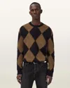 Allsaints Bower Argyle Pattern Sweater In Brown
