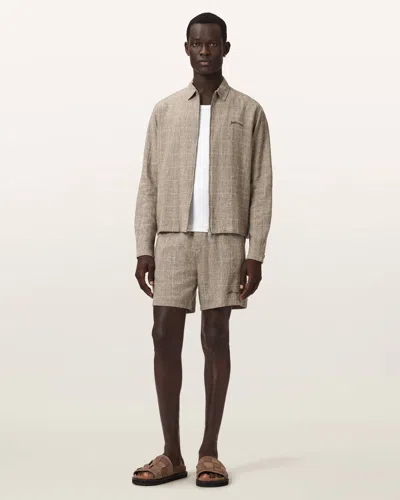 Allsaints Main: 55% Linen In Burgundy