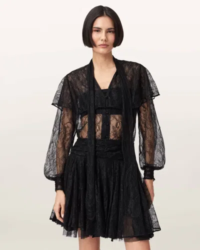 Allsaints Athena Lace Shirt In Black