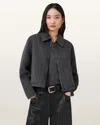 Allsaints Womens Charcoal Grey Seannah Regular-fit Zip-up Wool-blend Jacket In Gray