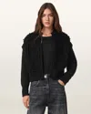 Allsaints Elias Loopy Wool Blend Cardigan In Black