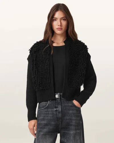 Allsaints Elias Knitted Cardigan In Black