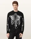 Allsaints Mens Black Skelli Graphic-print Long-sleeve Wool-blend Jumper Xs In Black