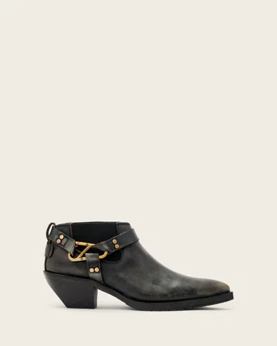 Allsaints Maisy Carabiner Heeled Boots In Black