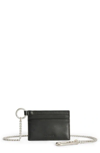 Allsaints Makoto Chain Leather Card Holder In Black