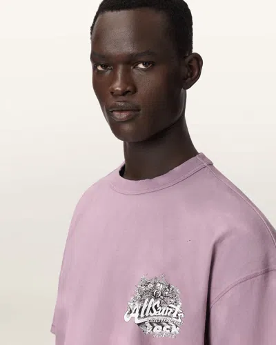Allsaints Male Avalon Short Sleeve Boxy Graphic T-shirt In Pink