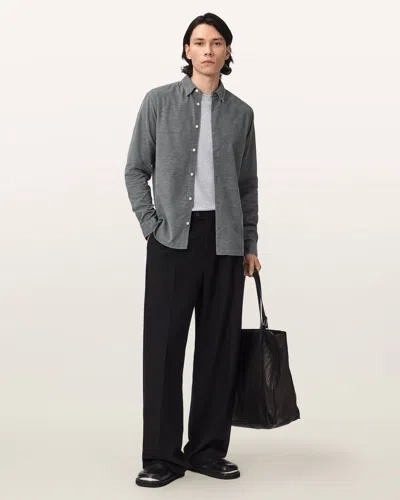 Allsaints Male Lorella Textured Ramskull Shirt In Gray