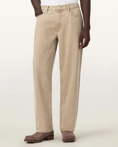Allsaints Male Mullen Straight Leg Relaxed Denim Jeans In Brown