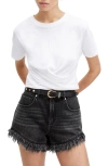 Allsaints Womens Optic White Mallinson Cross-over Cropped Cotton T-shirt In Optic White