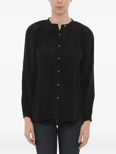 Allsaints Mandarin-collar Long-sleeve Shirt In Black