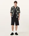 Allsaints Mandon Cotton Short Sleeve Cardigan Sweater In Green Multi
