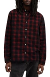 Allsaints Manray Plaid Cotton Corduroy Button-up Shirt In Machine Blue/red