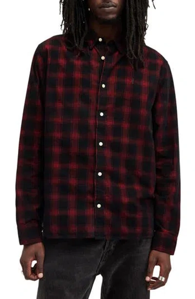 Allsaints Manray Plaid Cotton Corduroy Button-up Shirt In Multi
