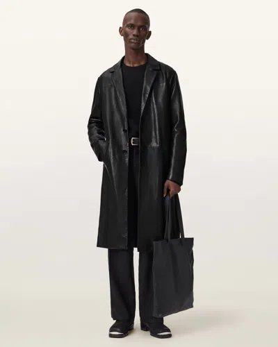 Allsaints Marais Leather Coat In Black